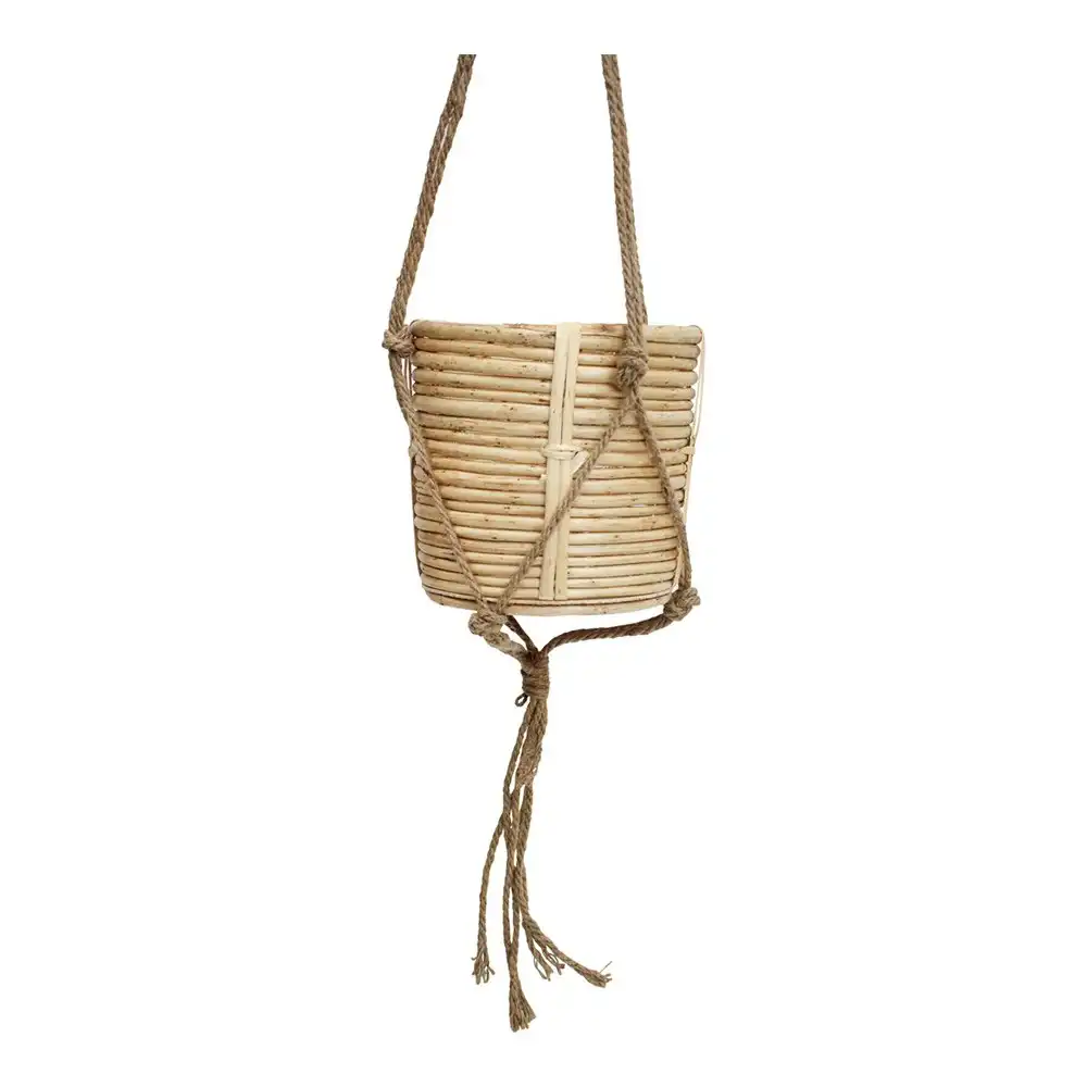 Zara Straight Willow 20cm Hanging Planter Plant Basket w/ Rope Home Garden Decor