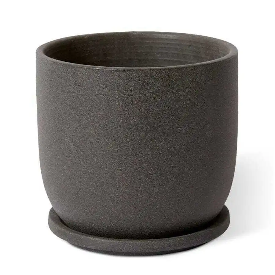 E Style Allegra 19cm Ceramic Plant Pot w/ Saucer Home Decor Planter Black