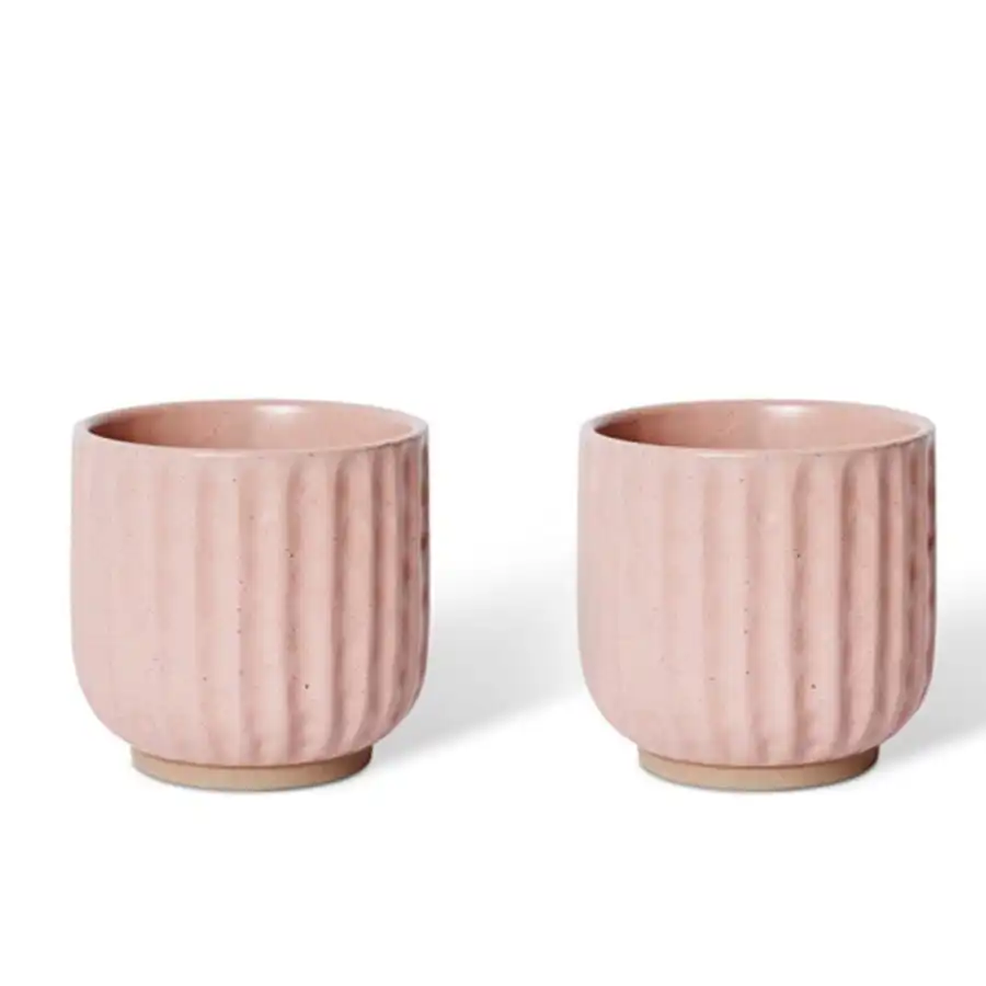 2x E Style Emery 14cm Ceramic Plant Pot Home Decorative Planter Round Pink