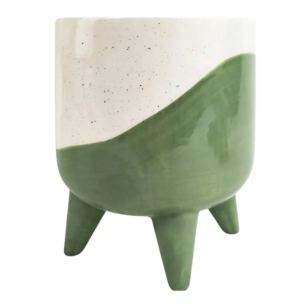 Urban Avery Ceramic 16cm Dot Planter Flower/Plant Pot w/ Legs Decor Medium Green