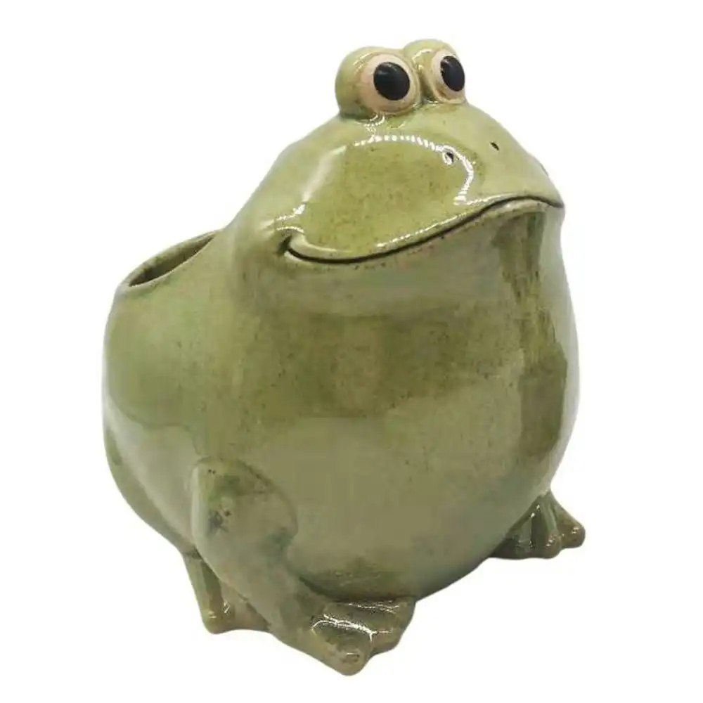 Urban Frog 16cm Ceramic Planter Home/Garden Ornament Display Pot Large Green