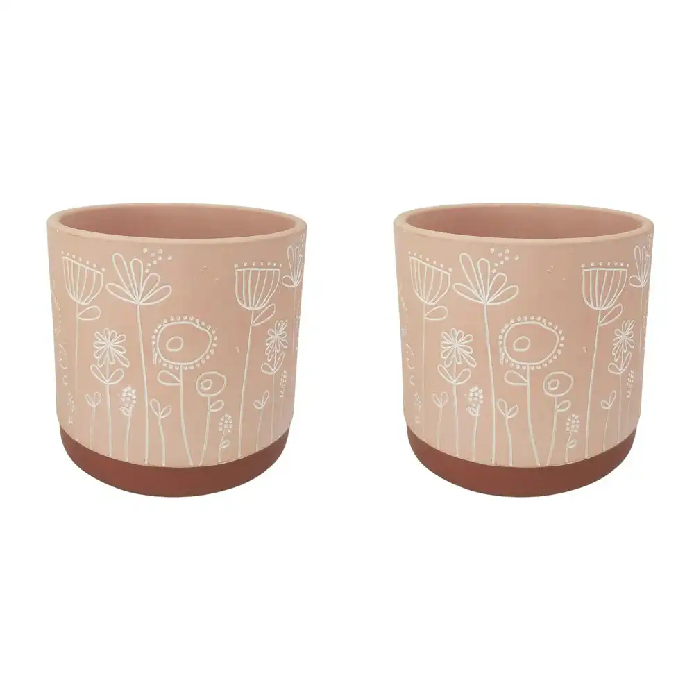2x Urban Bree 14cm Ceramic Planter Flower/Plant Pot Home Desk Decor Medium Pink
