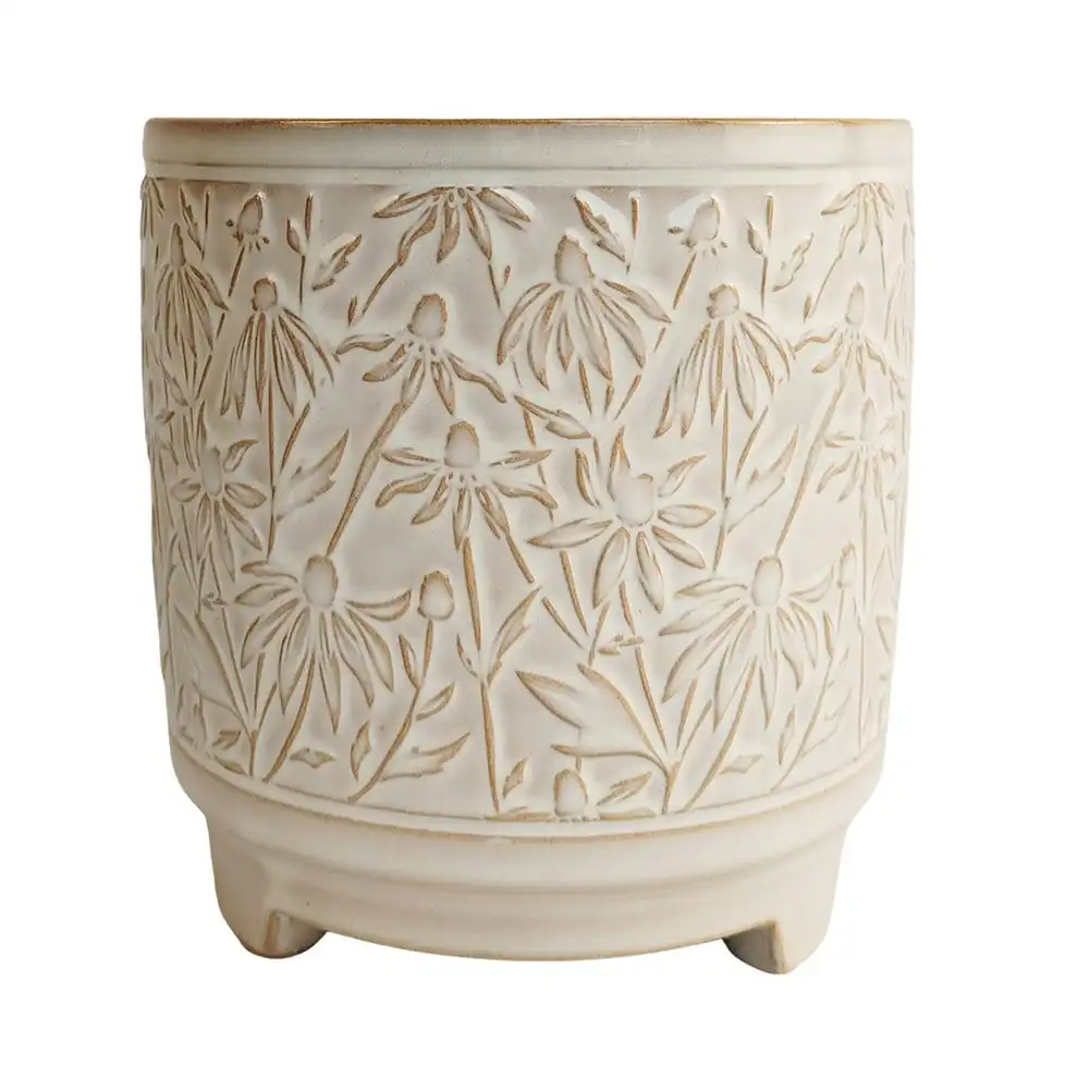 Urban 14cm Ceramic Maeve Floral Planter Plant/Flower Pot Home/Garden Decor Snow