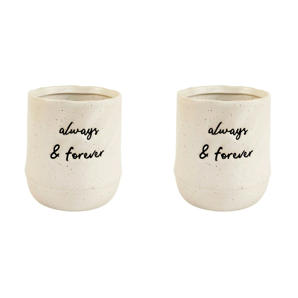 2x Urban 11cm Ceramic Always Forever Planter Plant Pot Home/Garden Decor White