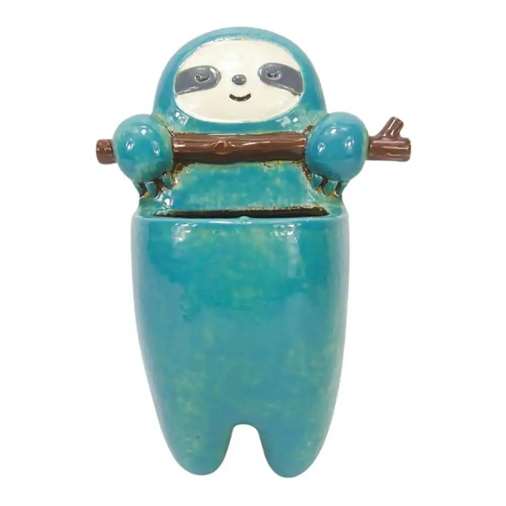 Urban Products Sloth Hanging Home Garden Decor Planter Pot Box Turquoise 24cm