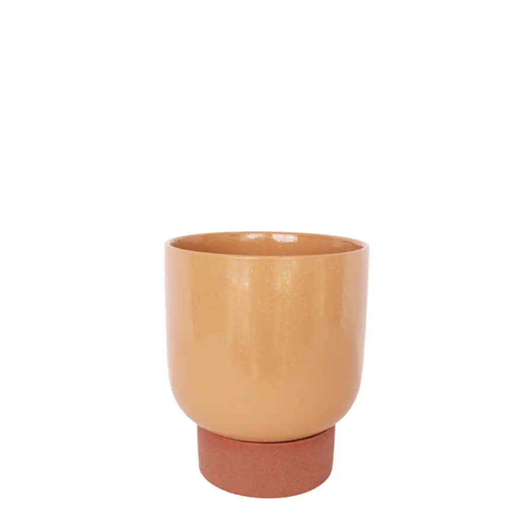 Urban Prim Tall 24cm Ceramic Planter w/ Saucer Plant Pot Large Peach/Terracotta