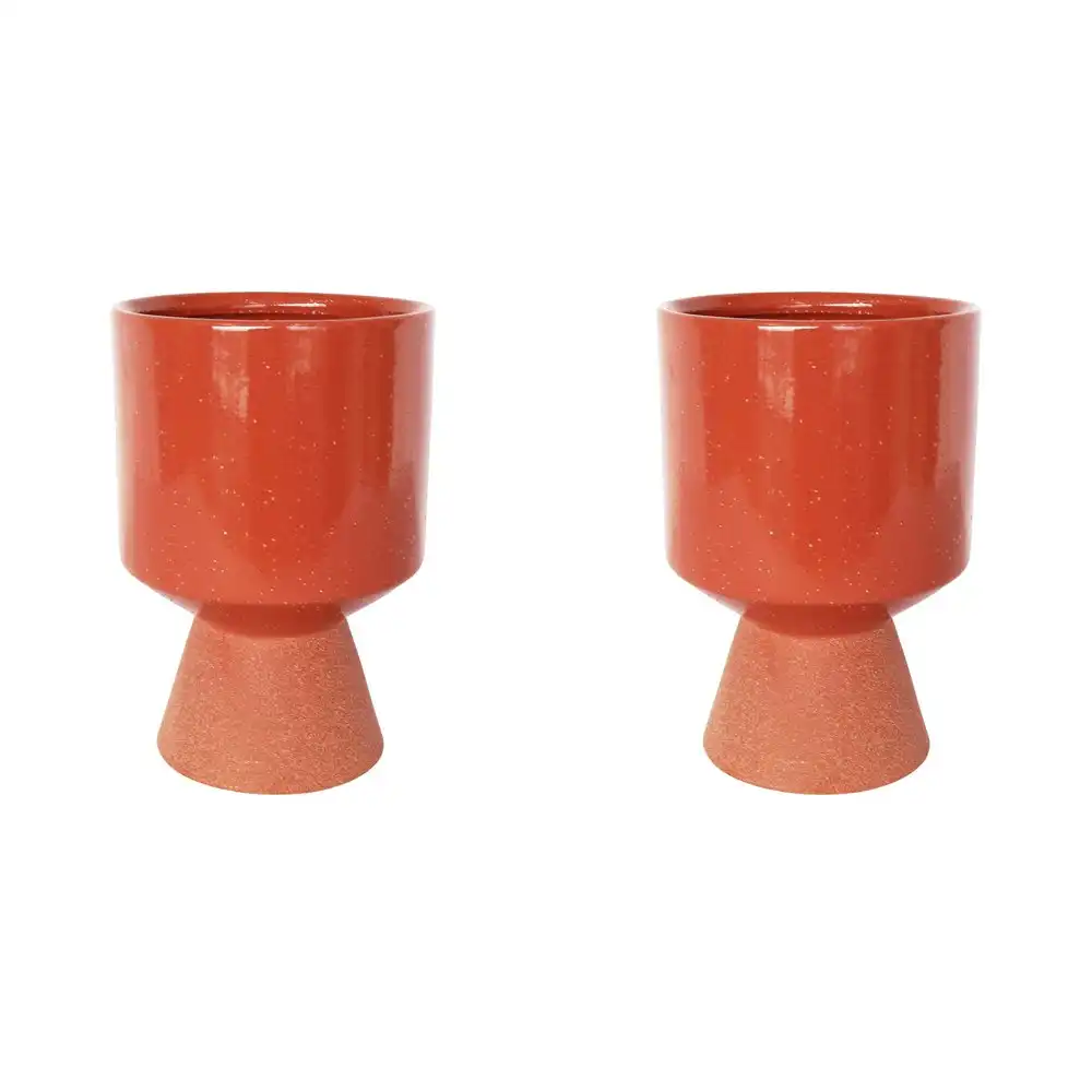2x Urban Brynn 20cm Ceramic Tall Planter Flower/Plant Pot MediumBerry/Terracotta
