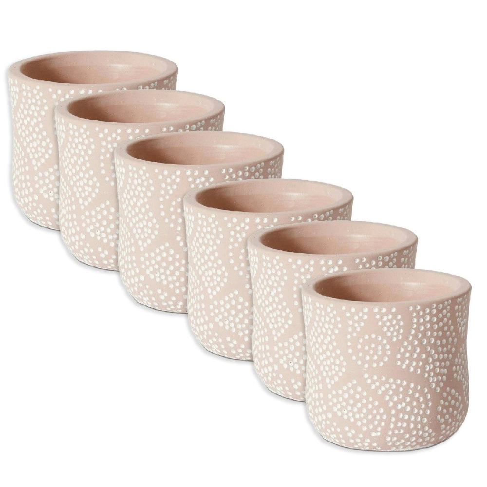 6x E Style Gianna 11cm Cement Plant Pot Flower Planter Holder Home Decor PNK