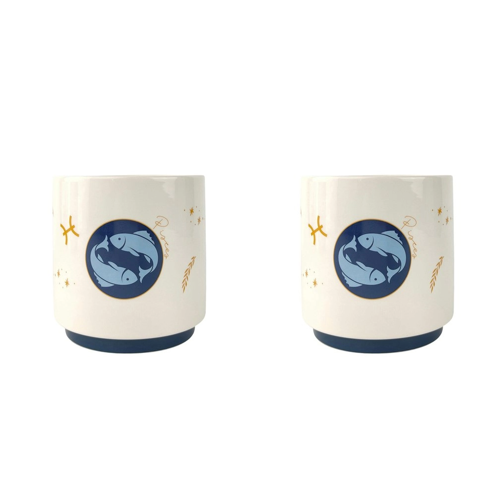 2x Urban Pisces Zodiac 13cm Ceramic Planter Flower/Plant Pot Home Decor Sml Blue