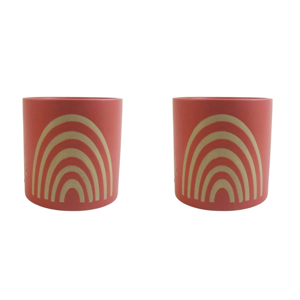 2x Urban Shae Rainbow 14cm Ceramic Planter Flower/Plant Pot Med Home Decor Peach