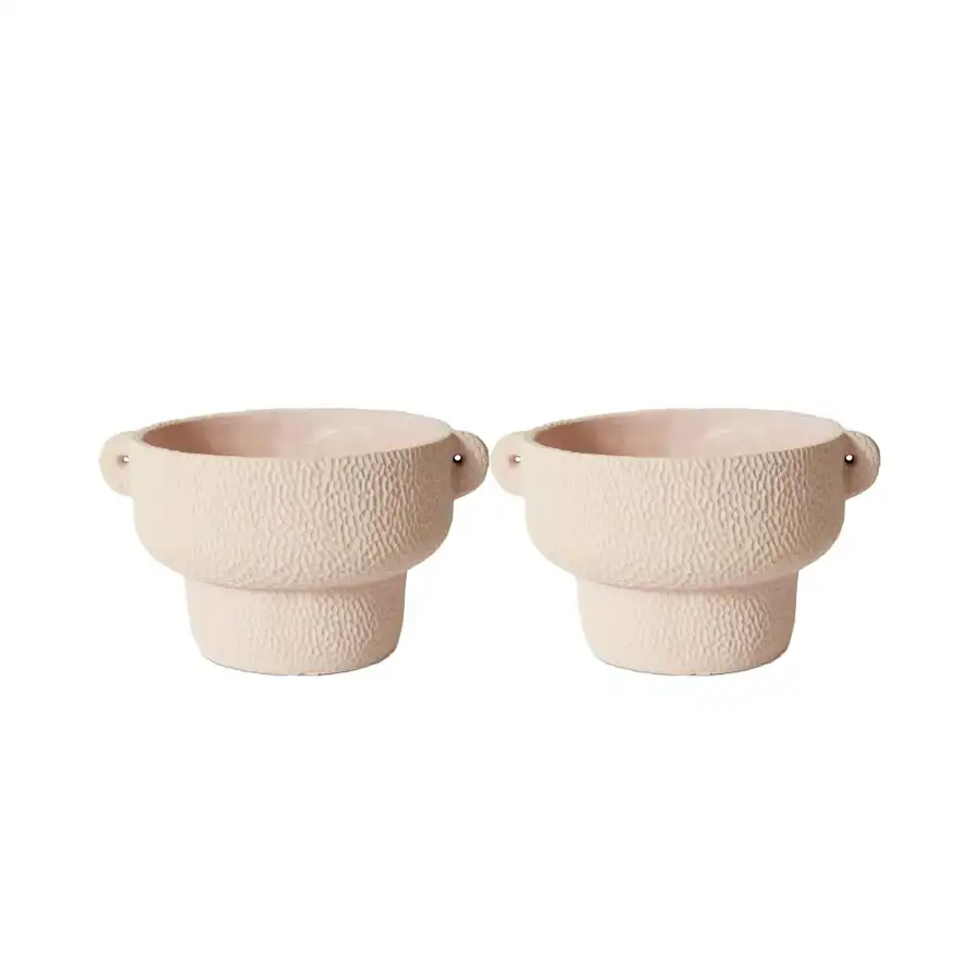 2x E Style Isadora 27cm Cement Plant Bowl Pot Home Decorative Planter Pink