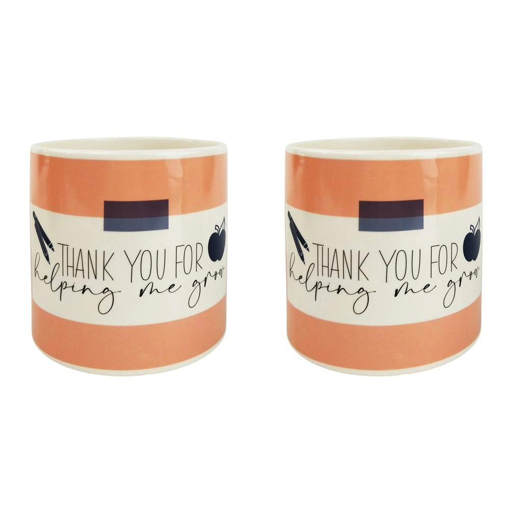 2x Urban Thank You for Helping Me Grow 12cm Planter Plant Pot Small Pink/Navy