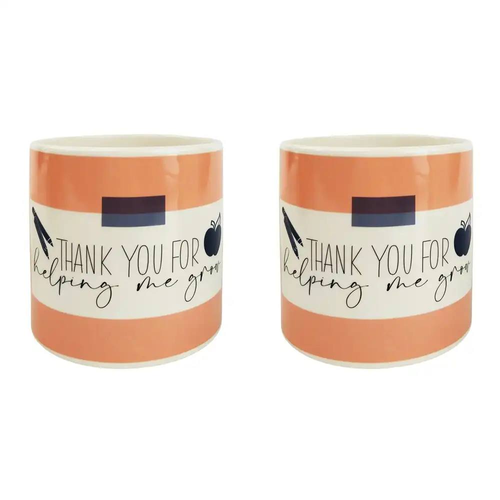 2x Urban Thank You for Helping Me Grow 12cm Planter Plant Pot Small Pink/Navy