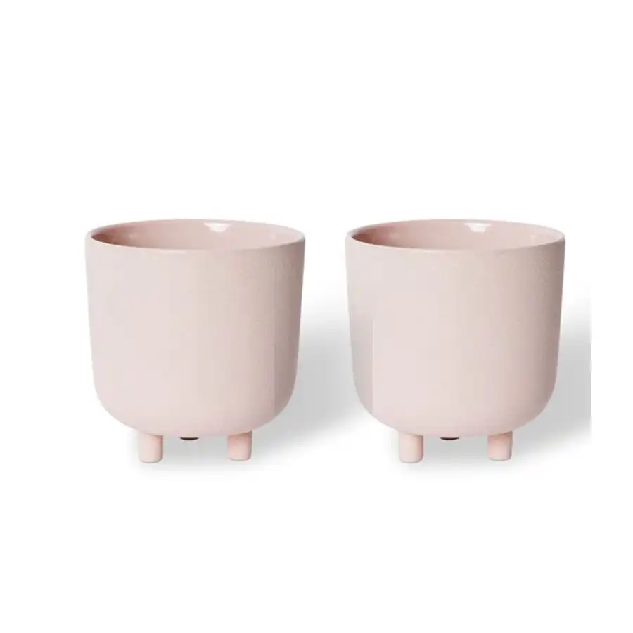 2x E Style Piper 19cm Ceramic Plant Pot Home Decorative Planter Round Pink