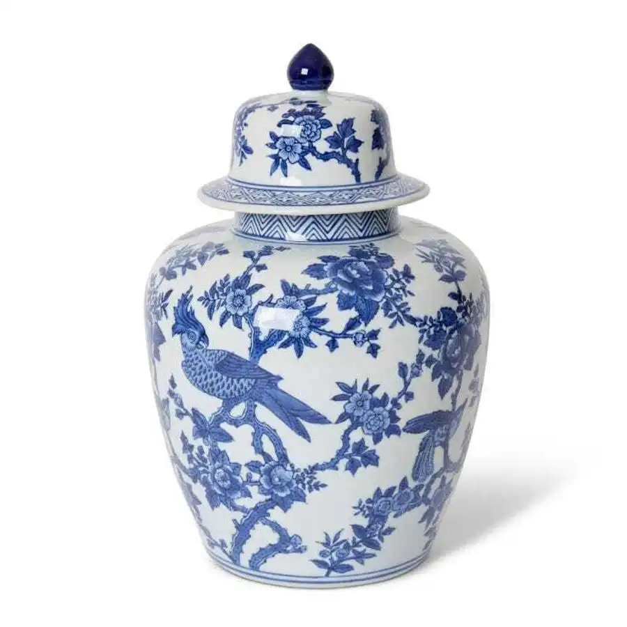 E Style Harriet 37cm Porcelain Ginger Jar Home Decorative Vase Blue/White