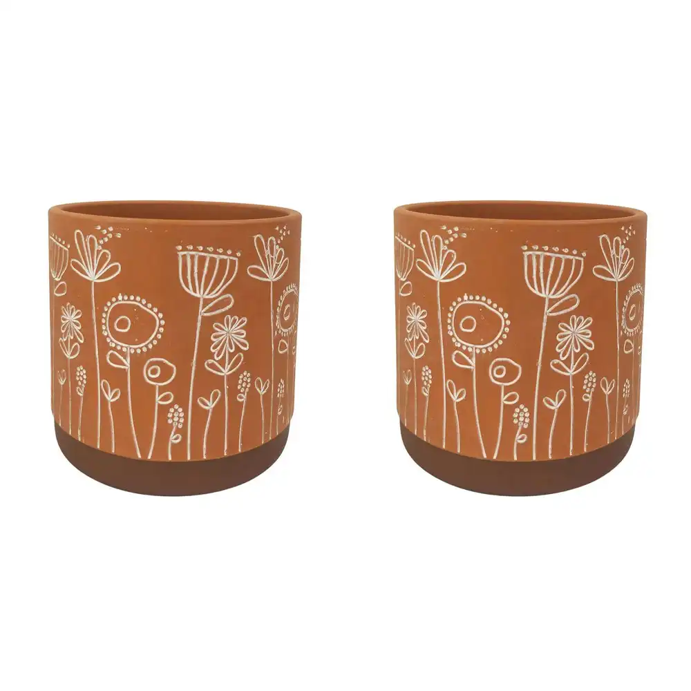 2x Urban Bree 14cm Ceramic Planter Flower/Plant Pot Home Decor Medium Terracotta