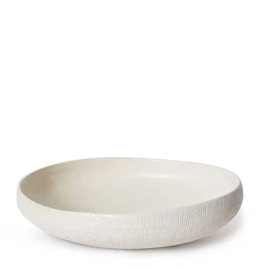 E Style 29cm Ceramic Greyson Bowl Home Decorative Pot/Vase Hessian White