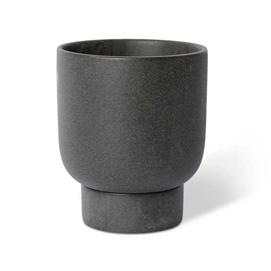 E Style Daylen 24cm Ceramic Plant Pot w/ Saucer Home Decor Planter Black