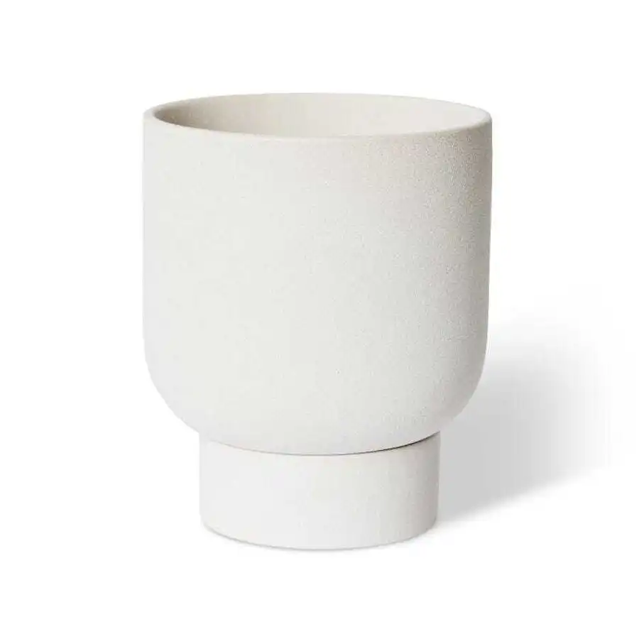E Style Daylen 24cm Ceramic Plant Pot w/ Saucer Home Decor Planter White