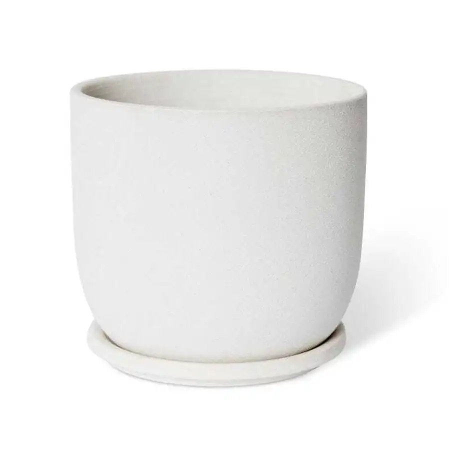E Style Allegra 19cm Ceramic Plant Pot w/ Saucer Home Decor Planter White