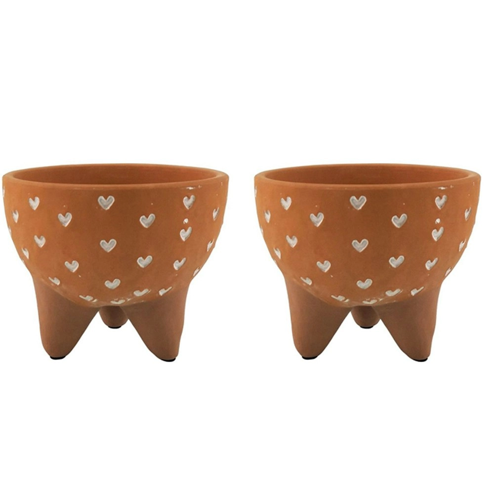 2x Urban Cassie 12cm Ceramic Planter Flower/Plant Pot Decor Short w/Legs Terra