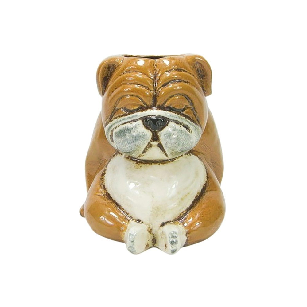 Urban Products 17cm Ceramic Bulldog Planter Flower Pot Home Decor - Brown