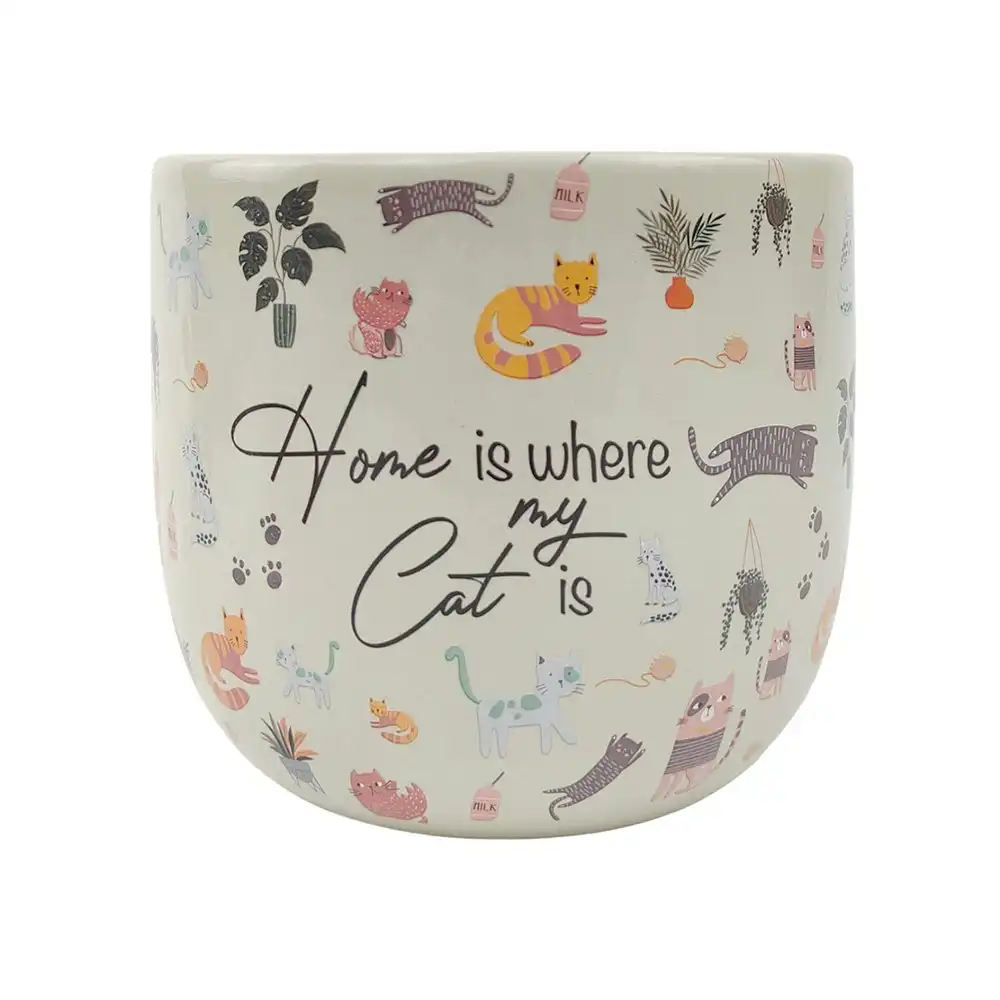Urban Home Is Where My Cat Is 14cm Ceramic Planter Home Garden Plant Pot Medium