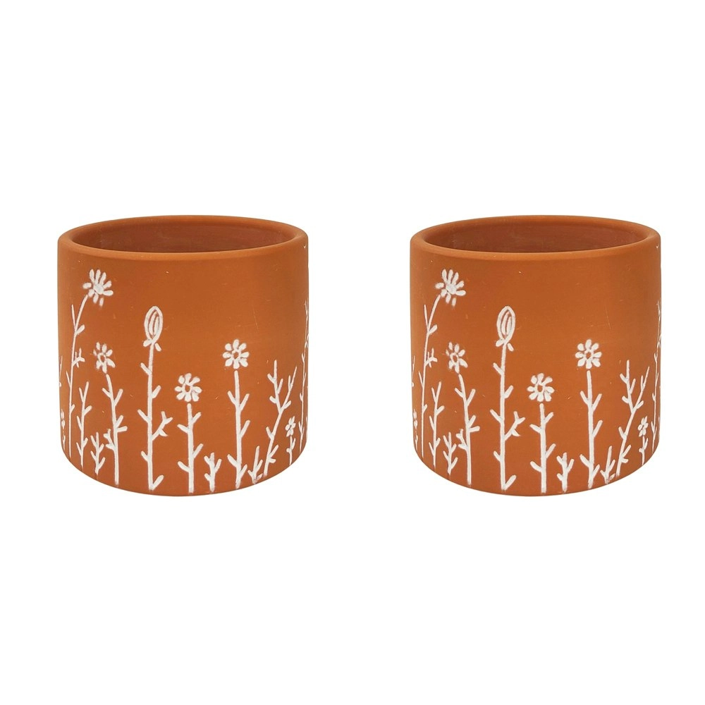 2x Urban Riya 10.5cm Ceramic Plant Pot Planter Garden Decor Small Terracotta