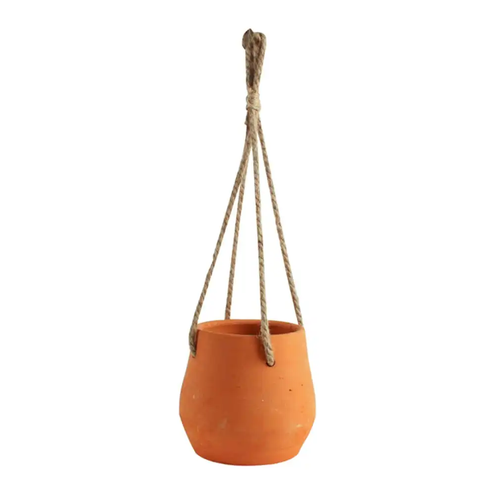 Maine & Crawford Amiina 18cm Hanging Clay Planter Home Decorative Pot Natural