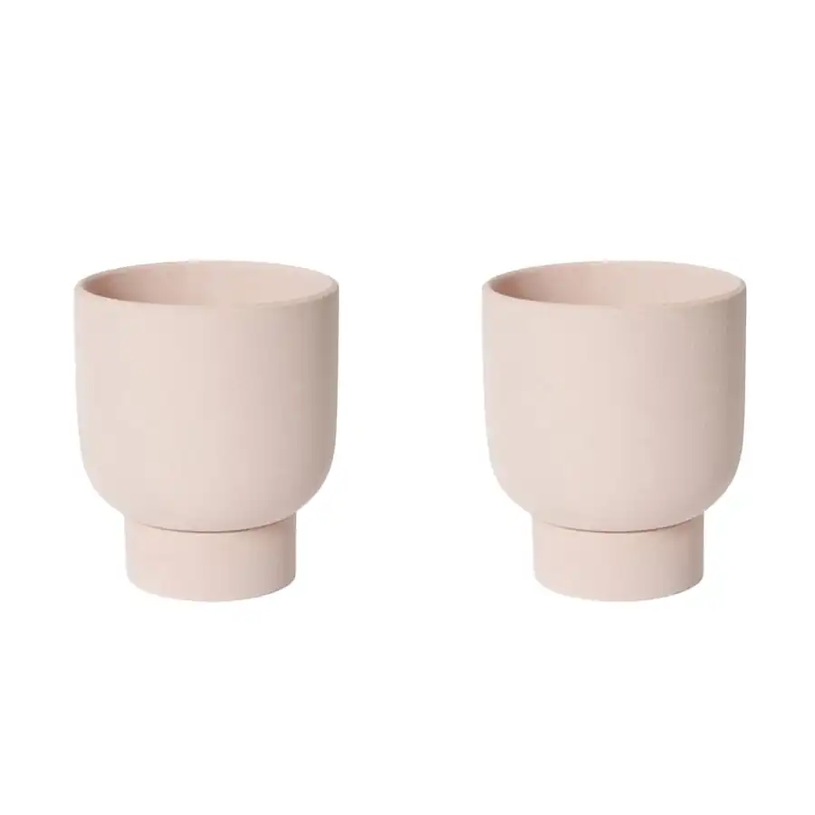 2x E Style Daylen 19cm Ceramic Plant Pot w/ Saucer Home Decor Planter Pink