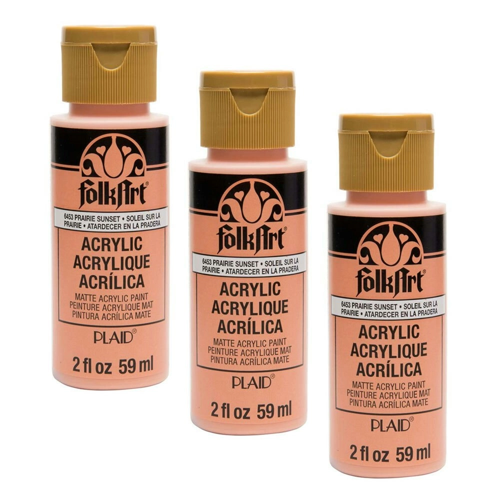 3x Plaid FolkArt Premium 59ml Prairie Sunset Craft Acrylic Paint Matt Finish