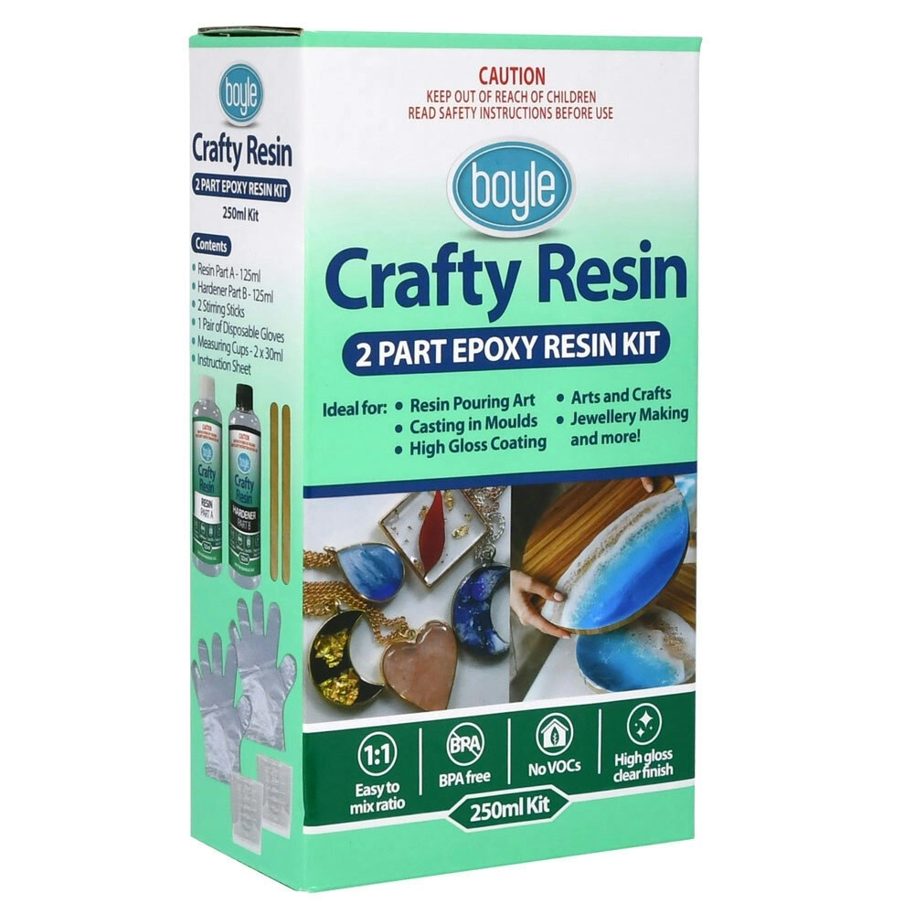 Boyle Crafty 250ml 2-Part High-Gloss Epoxy Resin Kit Art/Craft Jewelry Making