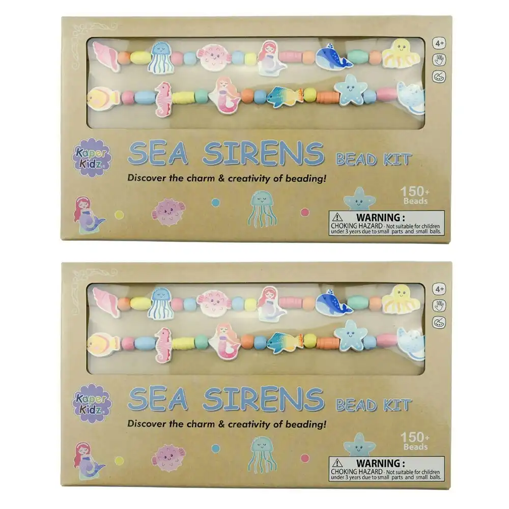 2x Kaper Kidz Sea Sirens Wooden Bead Jewellery Kit Kids/Childrens Toy 4Y+