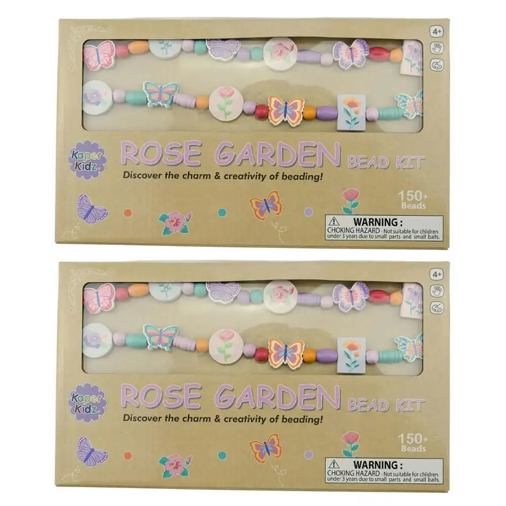 2x Kaper Kidz Rose Garden Wooden Bead Jewellery Kit Kids/Childrens Toy 4Y+