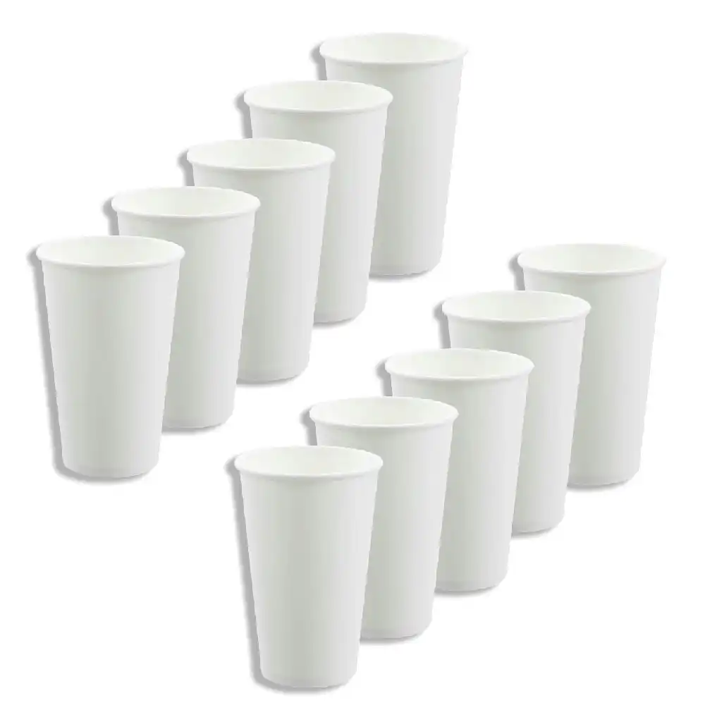 10x 20PK Lemon & Lime 480ml Disposeable Eco Paper Cup Drinking Water/Coffee WHT