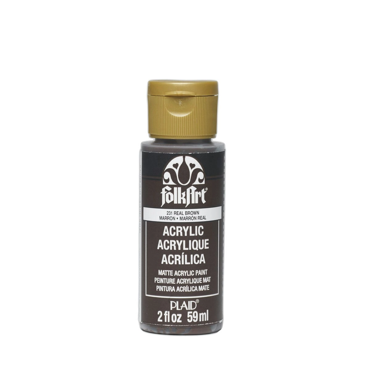 Plaid FolkArt Premium 59ml Water-Based Real Brown Acrylic Art Paint Matt Finish