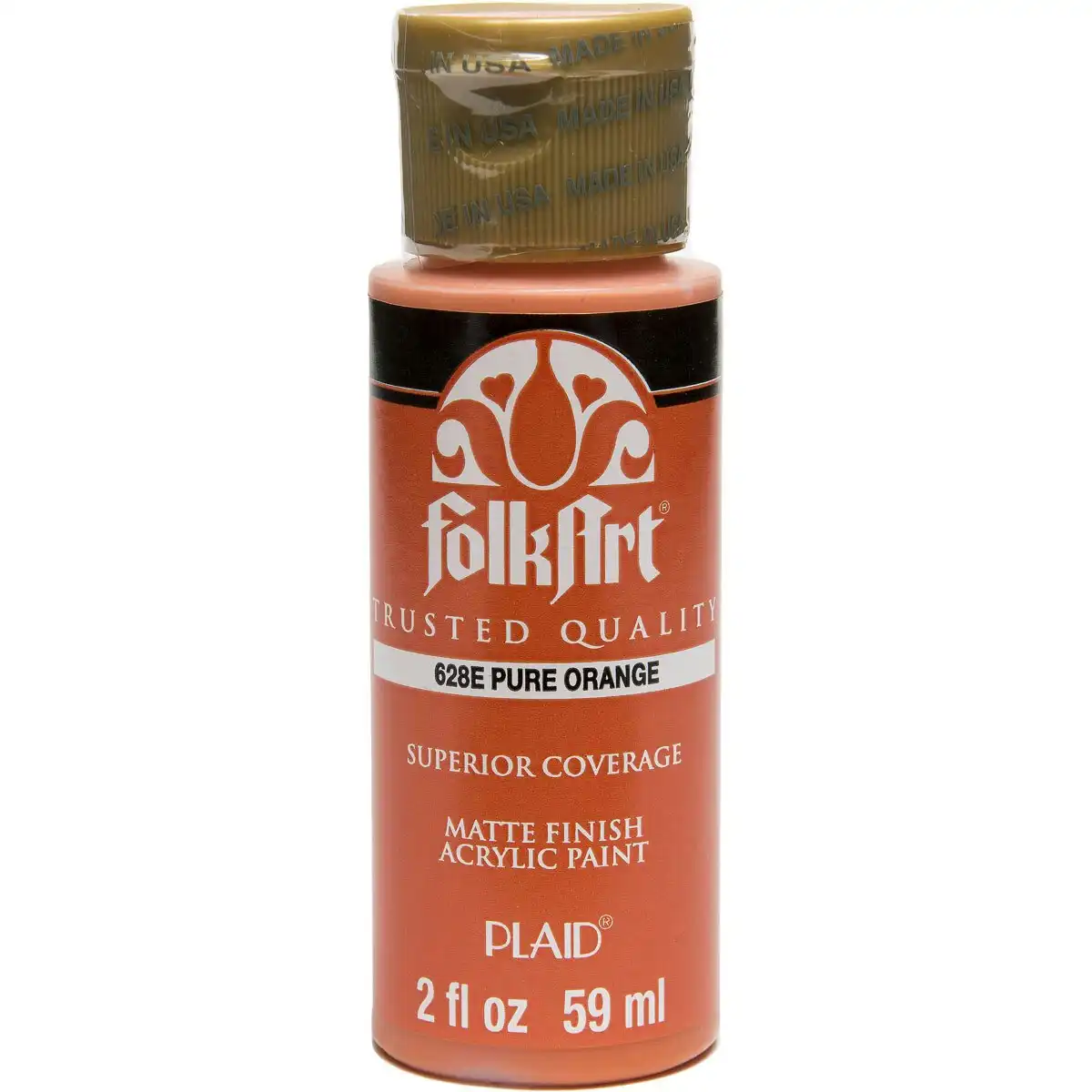 Plaid FolkArt Premium 59ml Water-Based Pure Orange Acrylic Art Paint Matt Finish