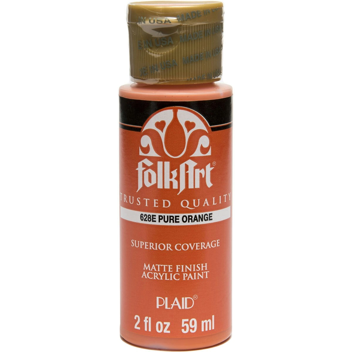 Plaid FolkArt Premium 59ml Water-Based Pure Orange Acrylic Art Paint Matt Finish