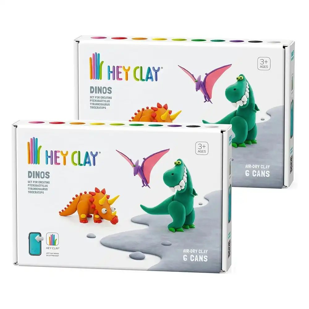 12pc Hey Clay Dinosaurs Medium Kids/Childrens Modelling Clay Art/Craft Set 6-36m