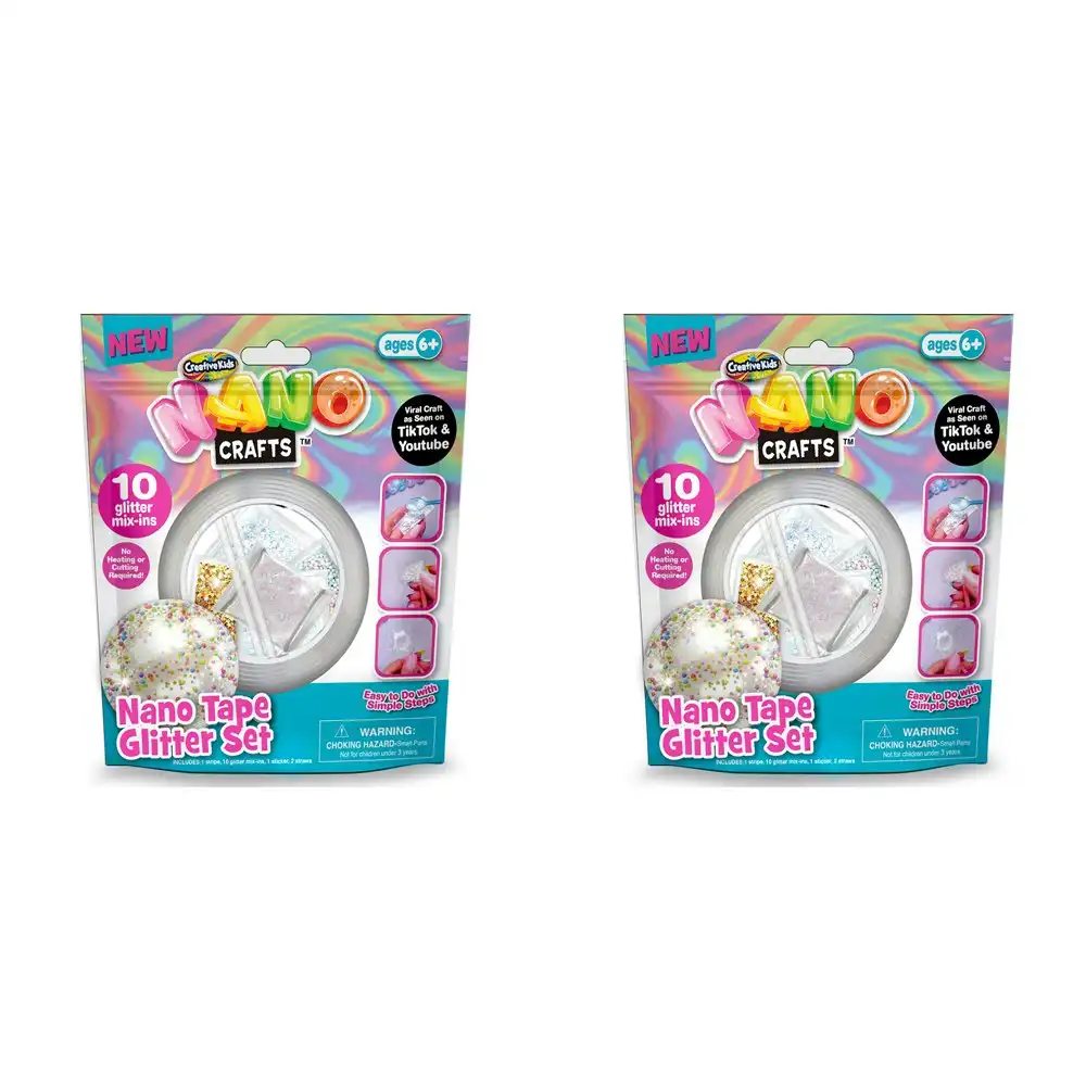 2x Nano Crafts Glitter Tape Set Art Craft Kids/Children Creative Play Toy 6+ CLR