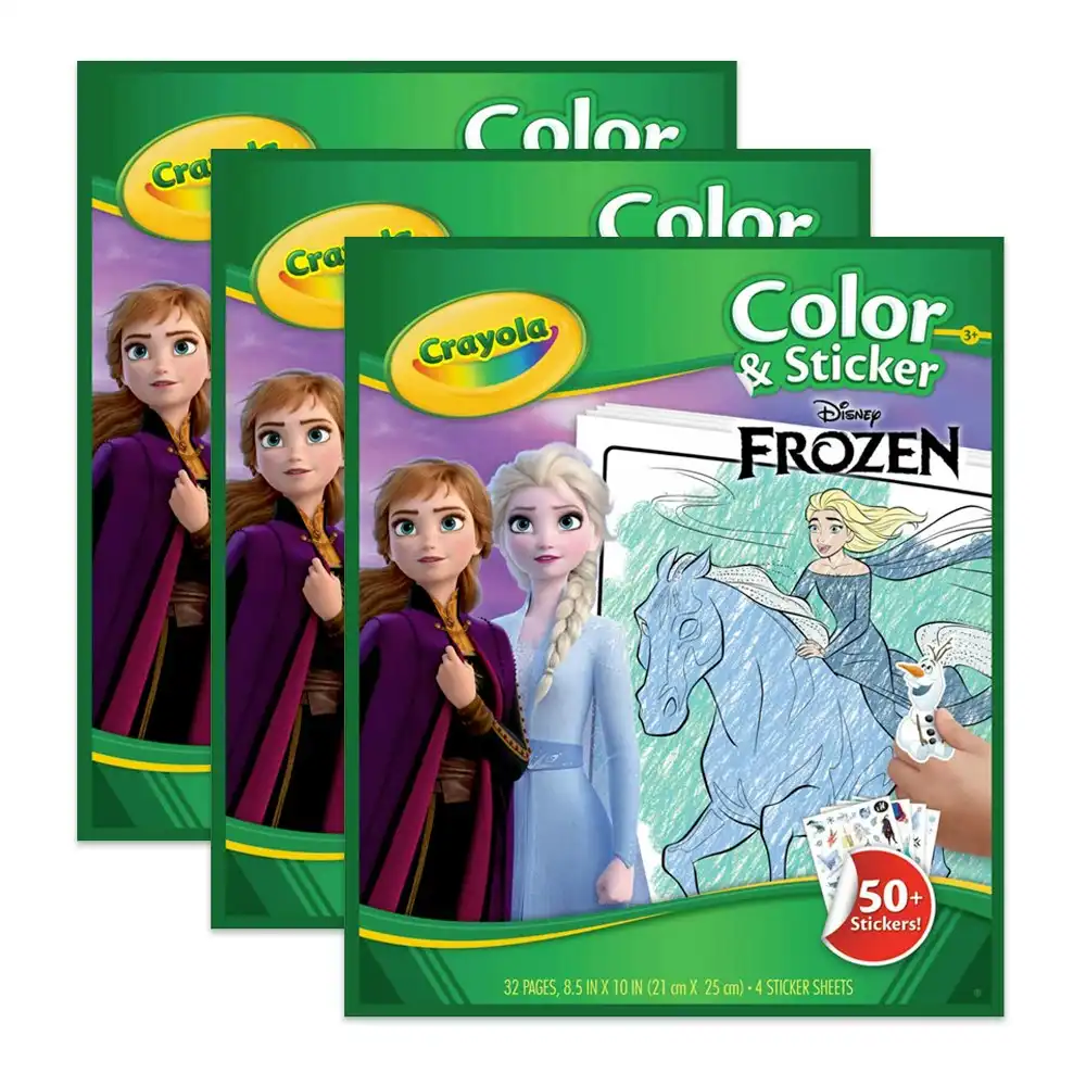 3x Crayola 32pg Colour/Sticker Book Disney Frozen Kids/Children Activity Book 3+