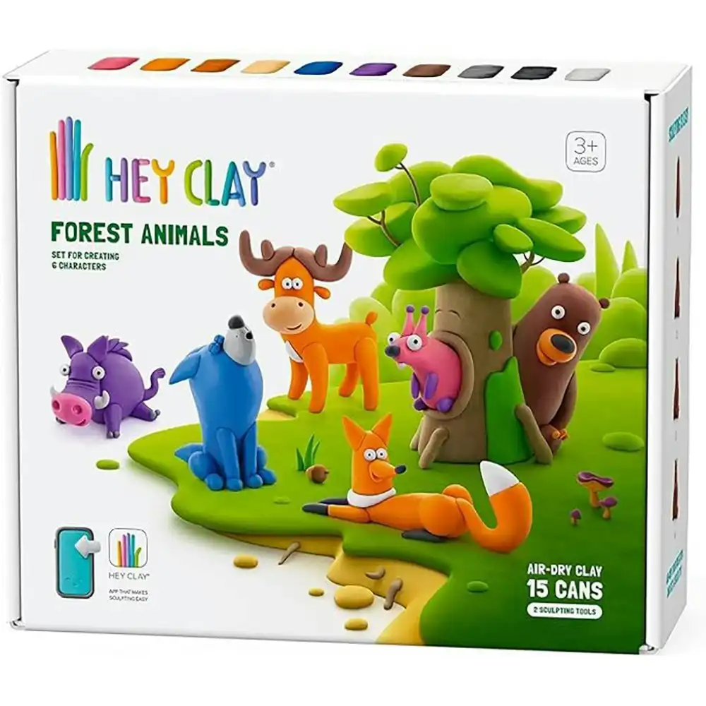 17pc Hey Clay Forest Animals Tools Kids/Childrens Modelling Clay Craft Set 6-36m