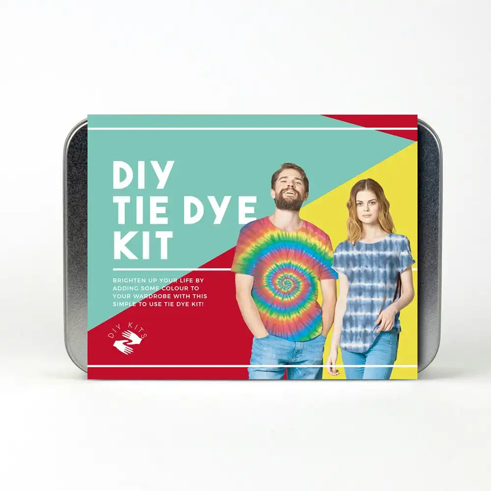 Gift Republic DIY Tie Dye Craft Activity Kit w/ Tin Can Storage/Gloves Bands