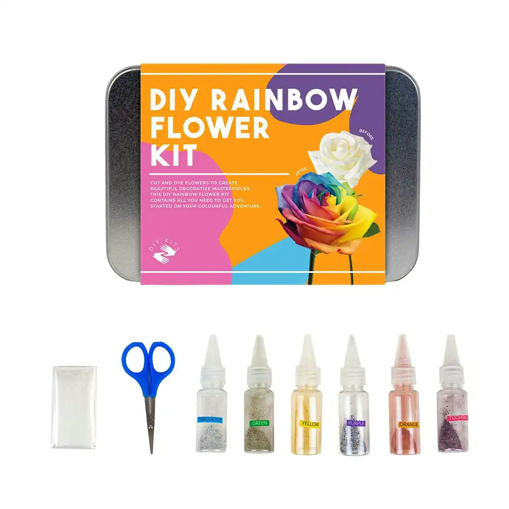 Gift Republic DIY Rainbow Flower Kids/Adult Art Craft Kit w/ Tin Can Storage
