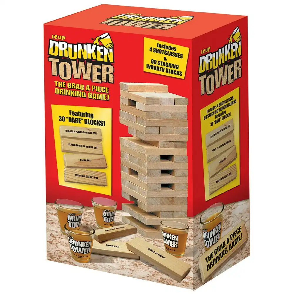 iCUP Inc Drunken Tower Adult Drinking Party Stacking Game Set w/ Shot Glasses