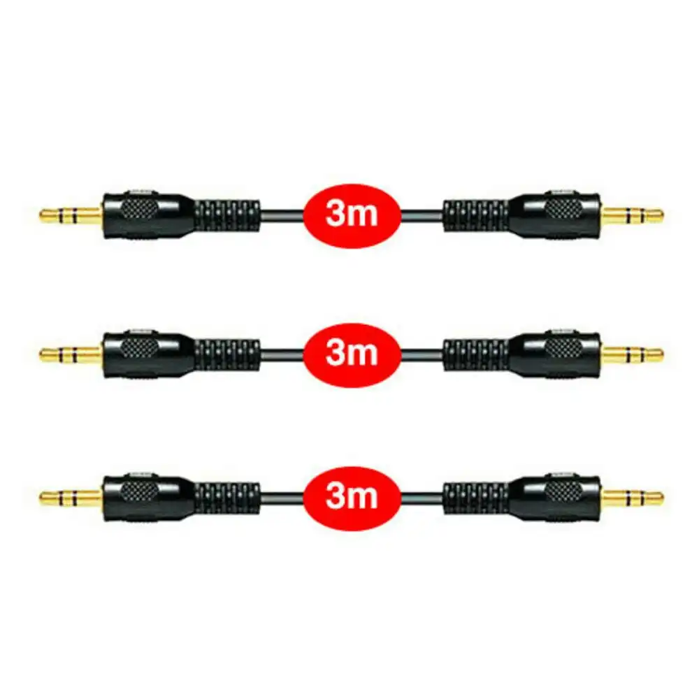 3pc Sansai 3m Stereo AUX/Cable Audio 3.5mm Male to Male/Auxiliary Cord/Extension