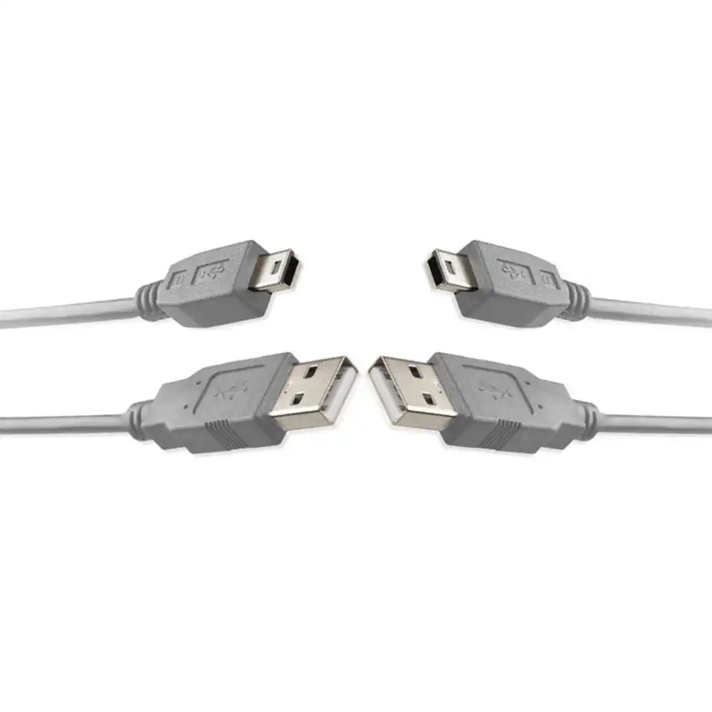 2PK Sansai 1.8m 2.0 USB A to 5 Pin Mini B Male Data Cable for Hard Drive/Camera