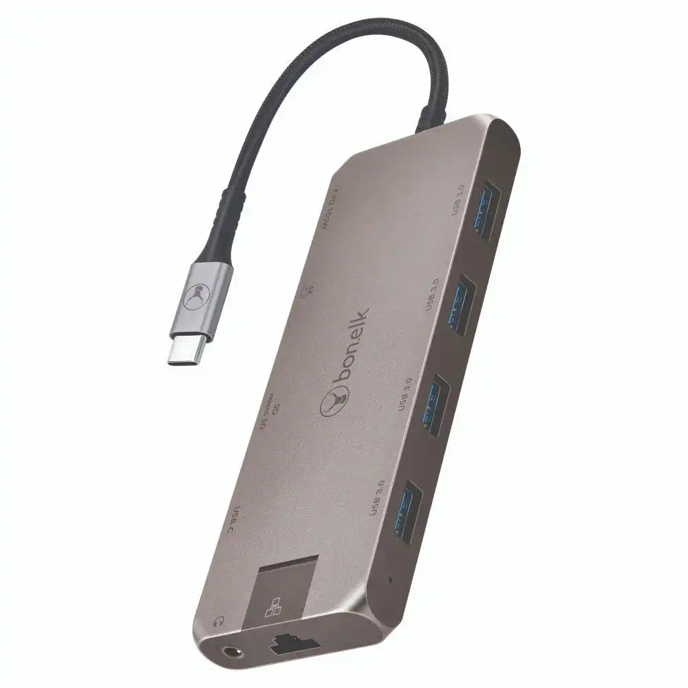 Bonelk Long-Life USB-C To 11-in-1 Multiport Hub 4K HDMI/Ethernet Port Space Grey