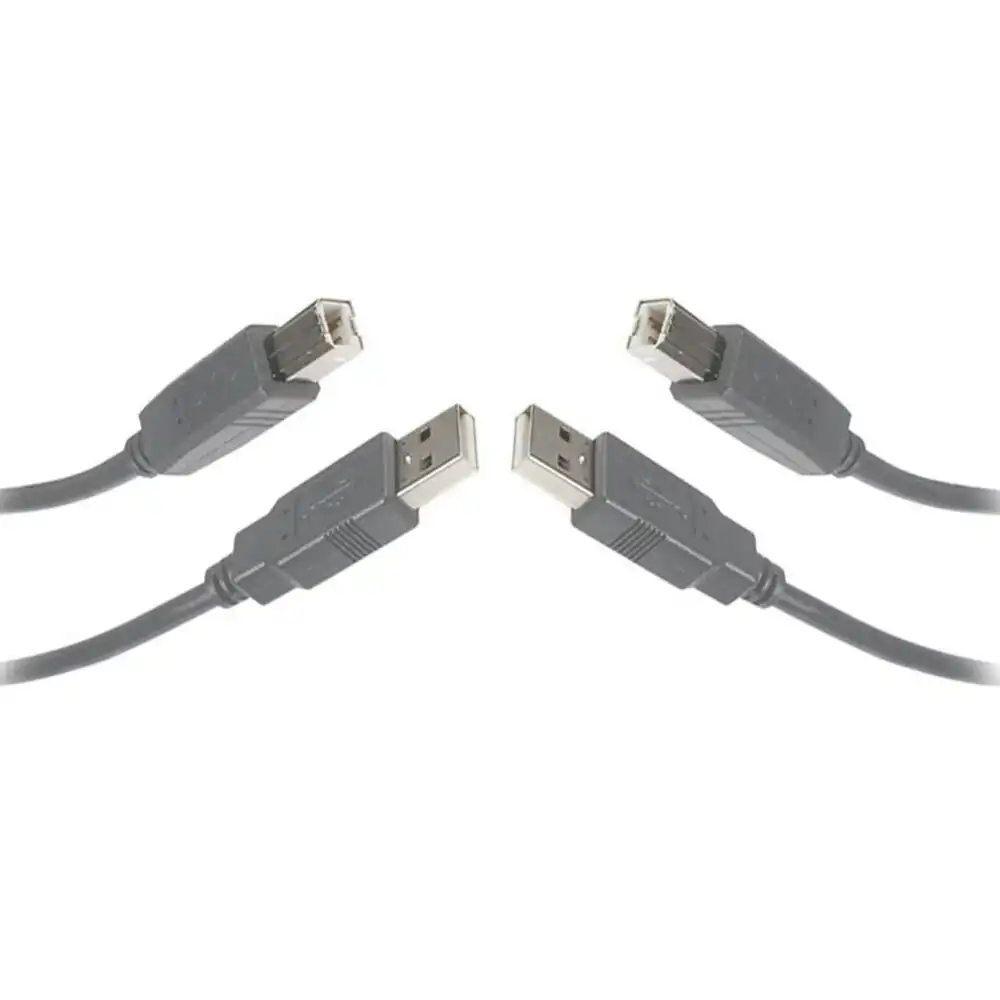 2x Sansai 1.8m 2.0 USB A to B Data Cable for Computer Printer Scanner Hard Drive