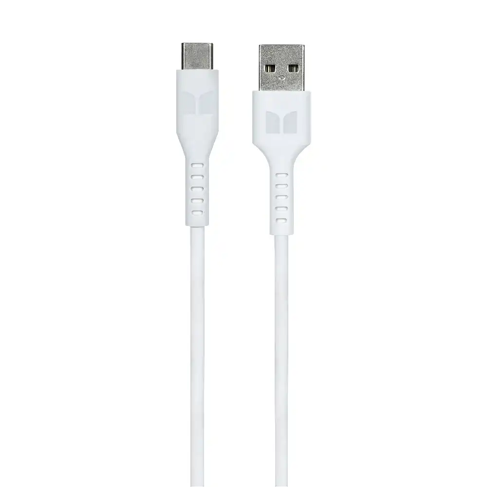 Monster TPE 1.2M USB-C to USB-A Phone Charging/Sync Power/Data Cable White